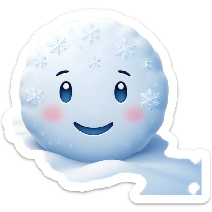 Cinematic Realistic Snow Emoji, Soft and delicate, with fluffy snowflakes drifting gently to the ground. The snow blankets the landscape in a peaceful, serene hush, creating a calm and sparkling atmosphere. Soft glowing outline, capturing the essence of tranquility, winter beauty, and crisp, clean freshness in a scene of falling snow! sticker