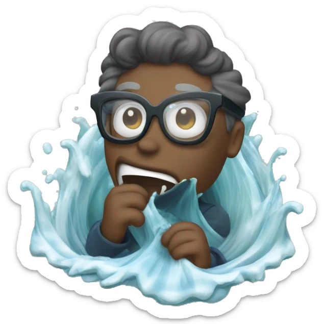 Glasses sinkin in a river as they fell off and werecarrid awa by a wave  sticker