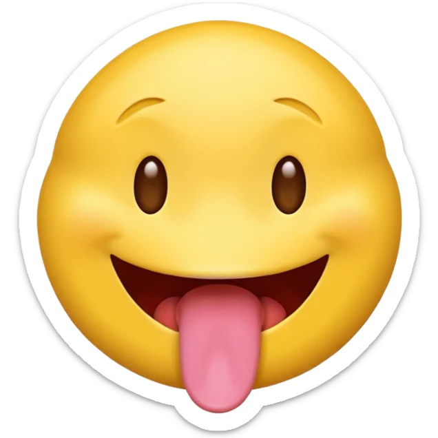 yellow emoji face with tongue sticking out and swinging back and forth sticker