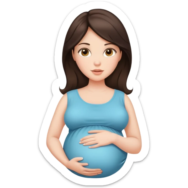 Beautiful brunette pregnant woman with baby bump sticker