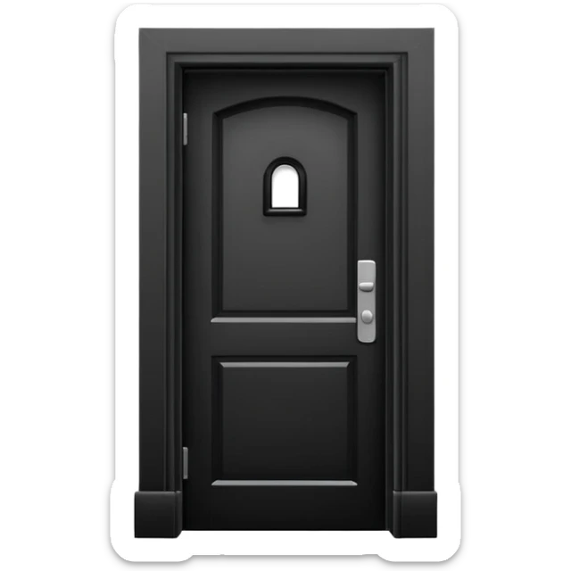 Minimalist emoji-style sticker of a closed door with a long shadow visible under the gap. Black and white, strong silhouette style.
 sticker