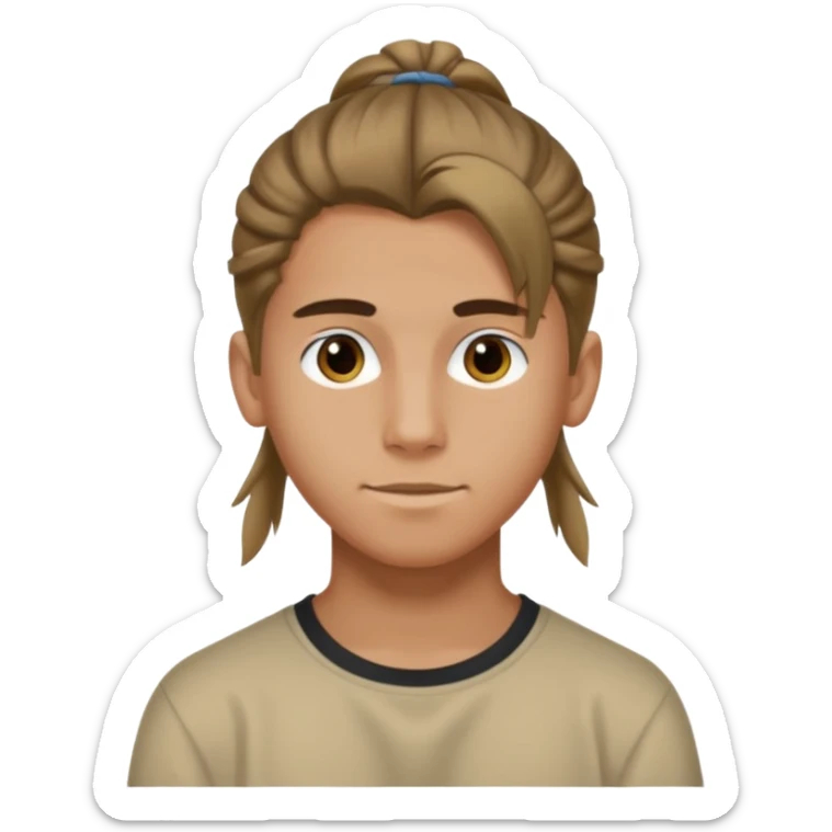 homme cheveux long attaché sans cheuveux dépanssant  16 ans, un peu bronzé sticker