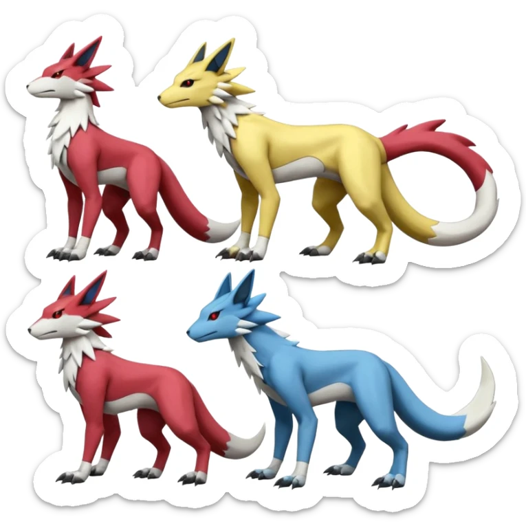 Zeraora-Lombax-Sergal-Zangoose-Cyclizar-Genesect-Pokémon, full body sticker