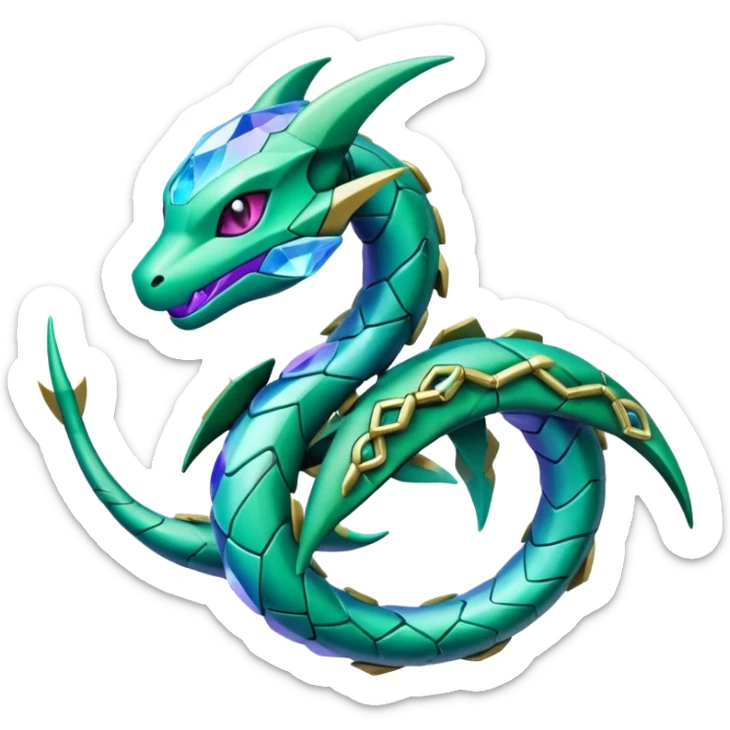 Pokemon legendary purple and cian crystal rayquaza sticker