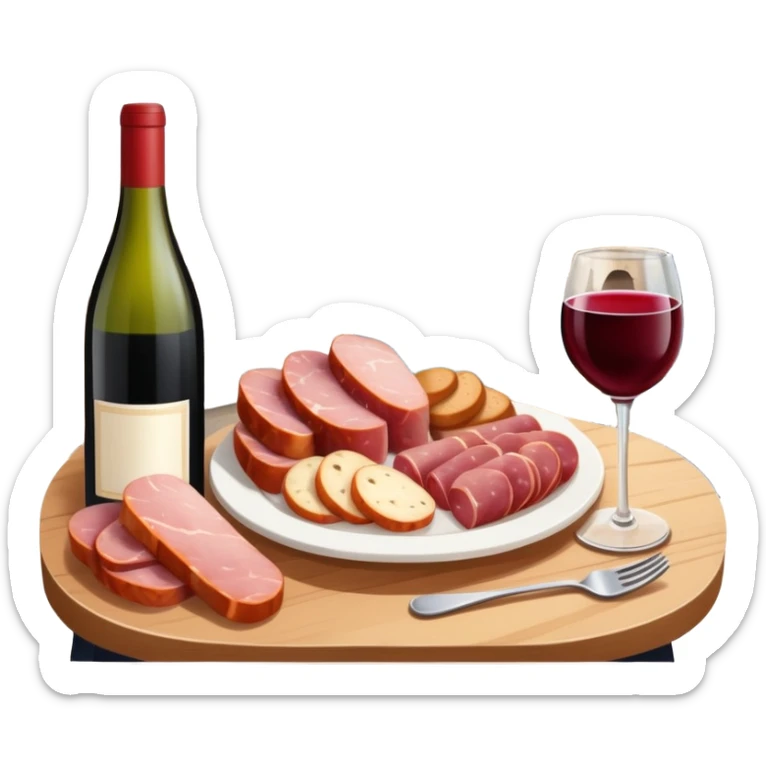 SPAM charcuterie AND wine at a paris cafe painting landscape  sticker
