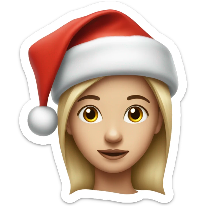 realistic portrait of girl wearing santa hat sticker
