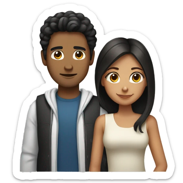 couple with brown haired girl and a white guy with black hair  sticker