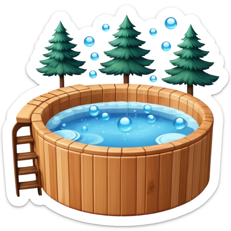 outdoor hot tub made of wood sticker