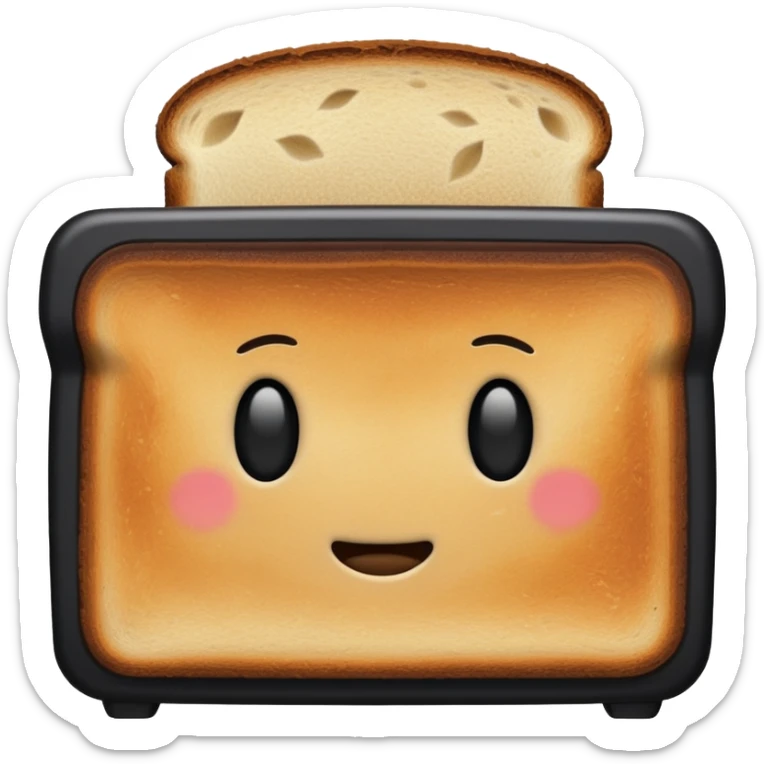 An overly toasted slice of bread, dark brown to nearly black, with burnt edges and a rough, crispy surface — showing signs of being left in the toaster too long sticker