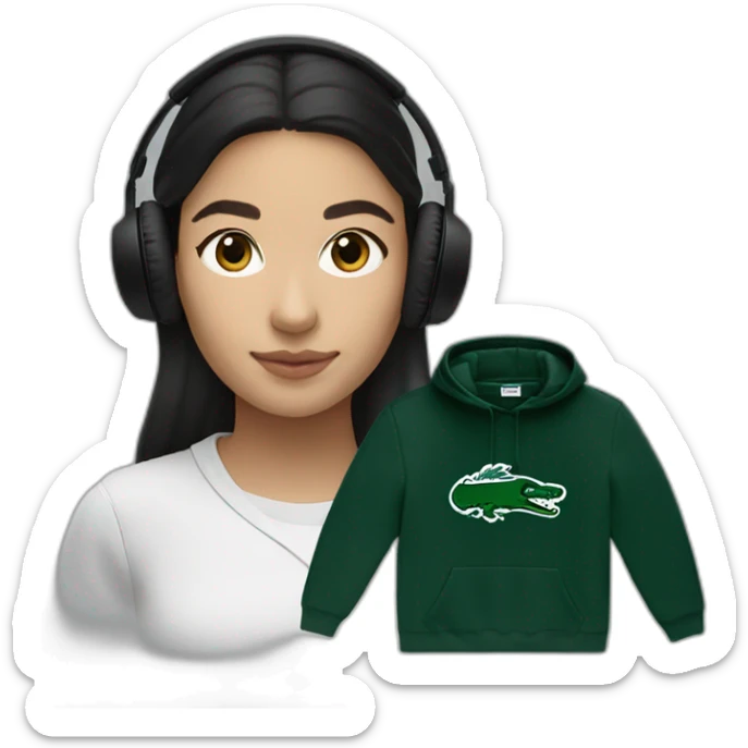 Lacoste headphone latina girl with black lacoste hoodie sticker