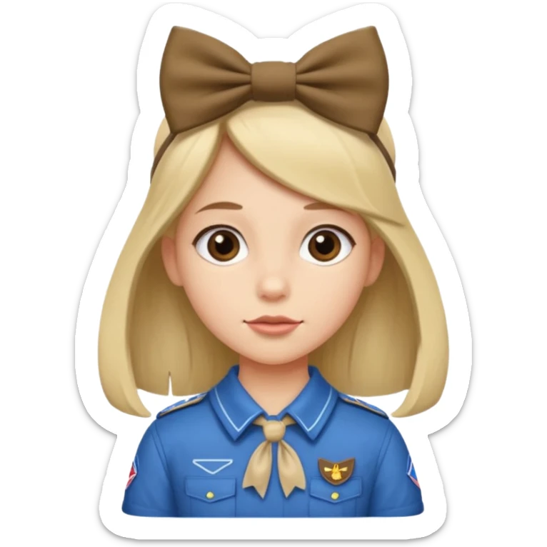 scout girl with hairbowbow on straight hair sticker