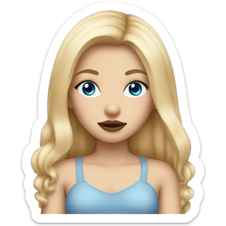Girl with big lips straight blond hair Eyeliner and Piercing Blue eyes sticker