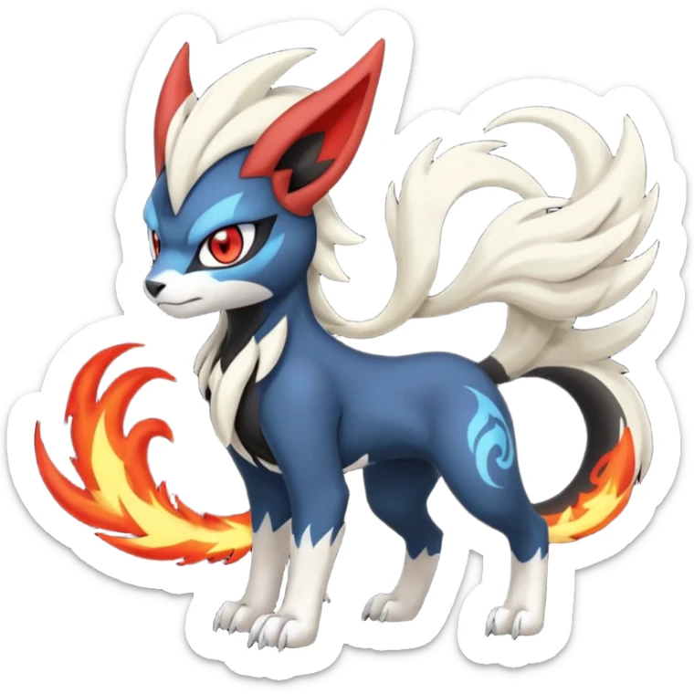 Handsome cool badass edgy Meloetta-Absol-Houndour-Litten-Guilmon-Giratina-Pokémon-Fakémon-fusion-hybrid-creature sticker