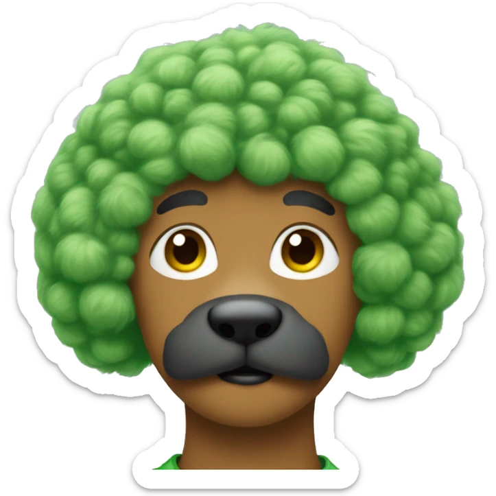 Draw someone with green fur growing like a poodle on every body except nose and feet and hands sticker