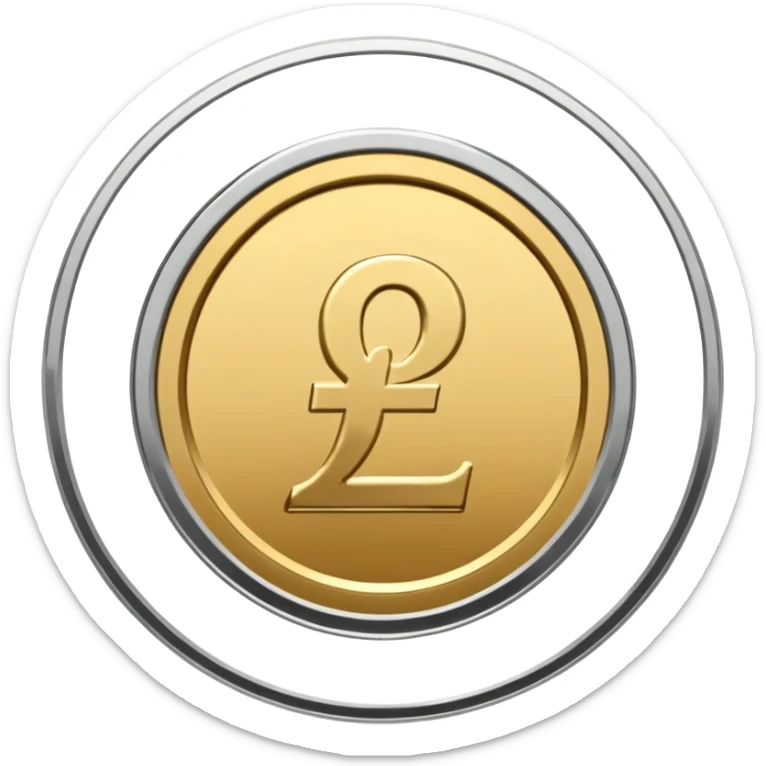 Minimal line-art icon of a single coin with a pound sign (£) in the middle, clean modern style, front-facing, simple outlines, no background, transparent, represents “income / profit / earnings sticker
