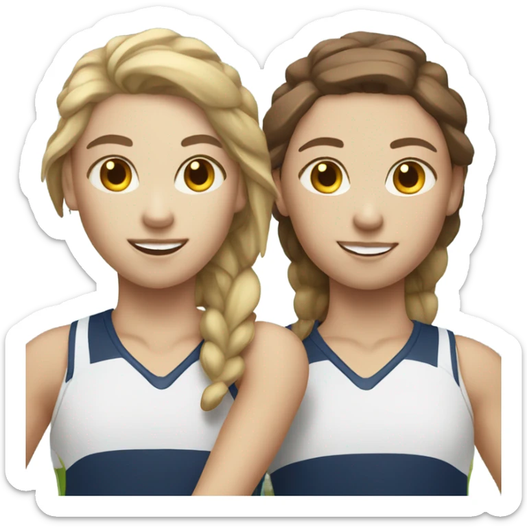 Two field field hockey players white with brown hair sticker