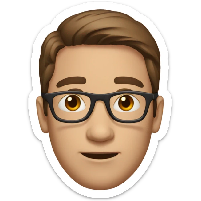 shortstraight brown hair, glasses late twenties man sticker