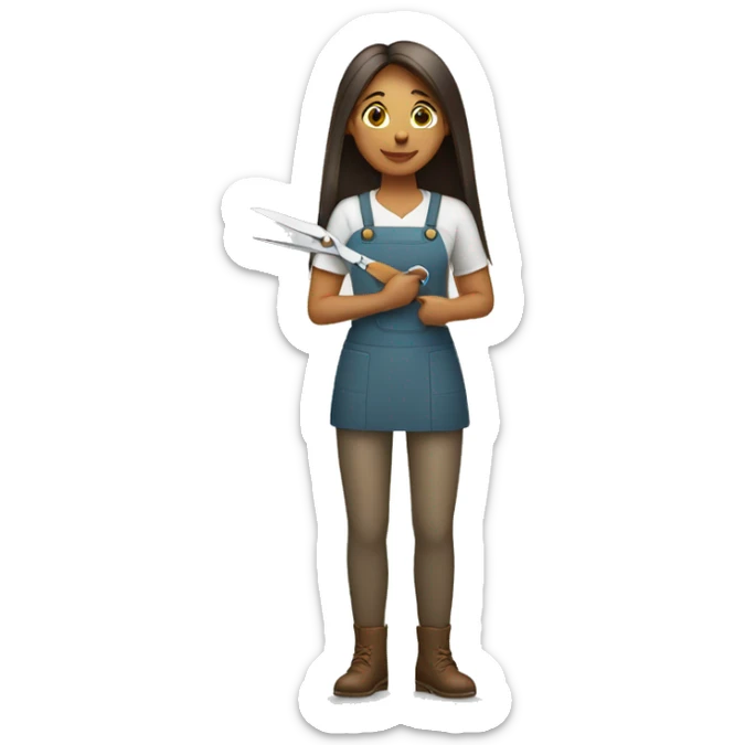 artisan woman with straight hair with scissors in her hand sticker
