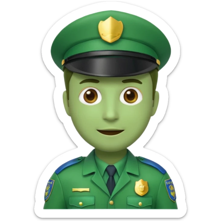 3d emoji man with green police cap and green police suit  sticker