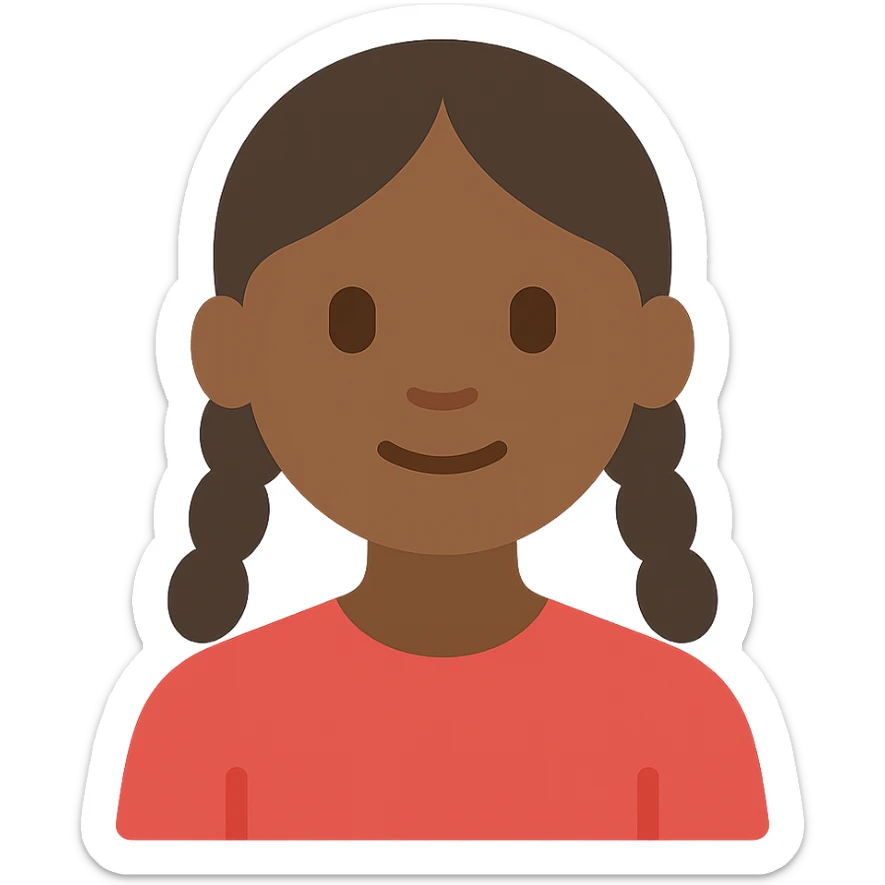 dark skin girl with braids wearing a red shirt sticker