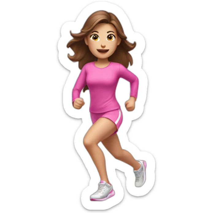 running white skin woman, brown hair, pink clothes sticker