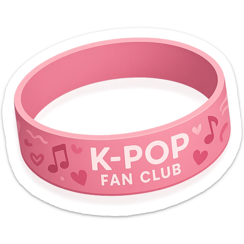 pink kpop fan club wristband, cute and trendy sticker