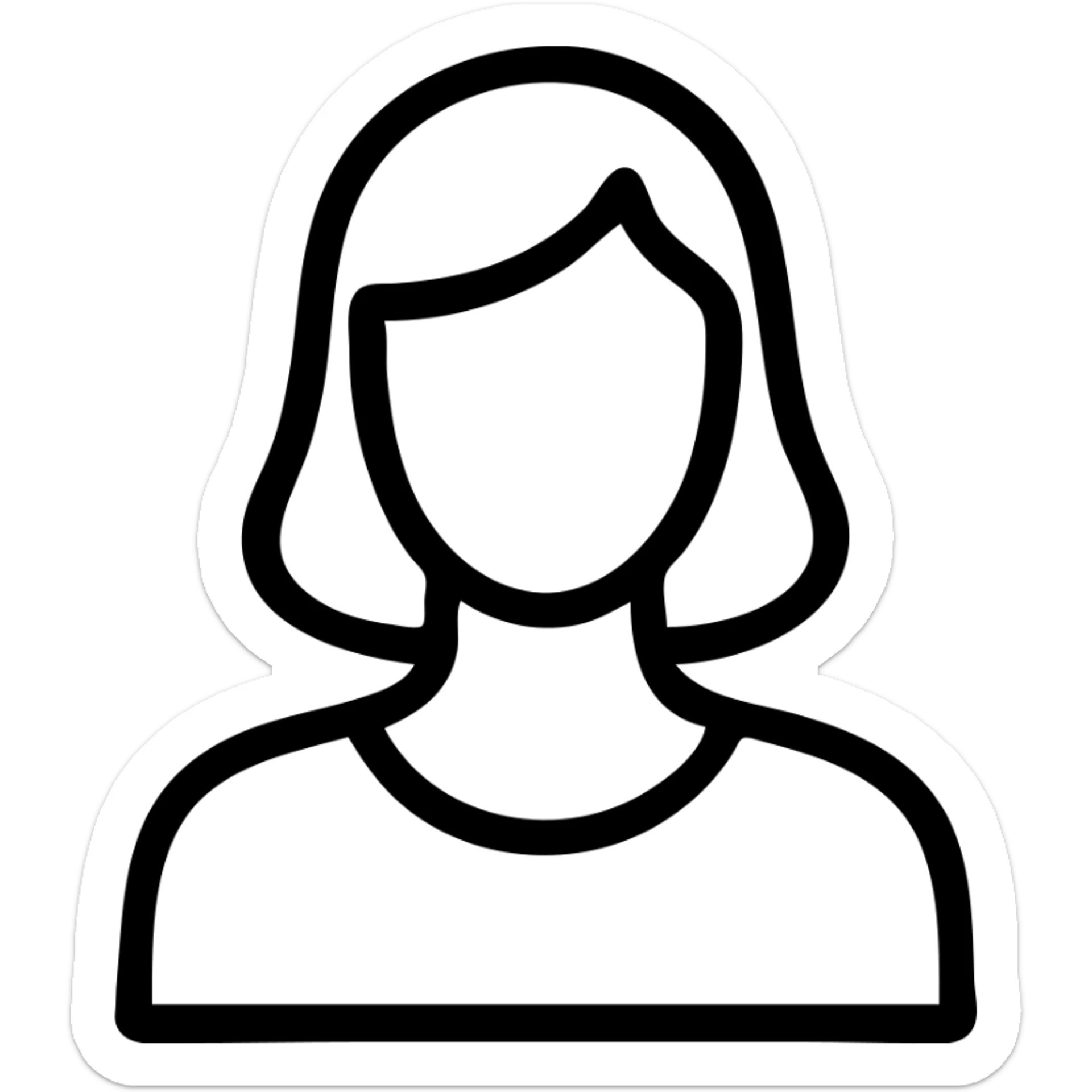 silhouette of a female, simple and elegant, black outline, no fill sticker