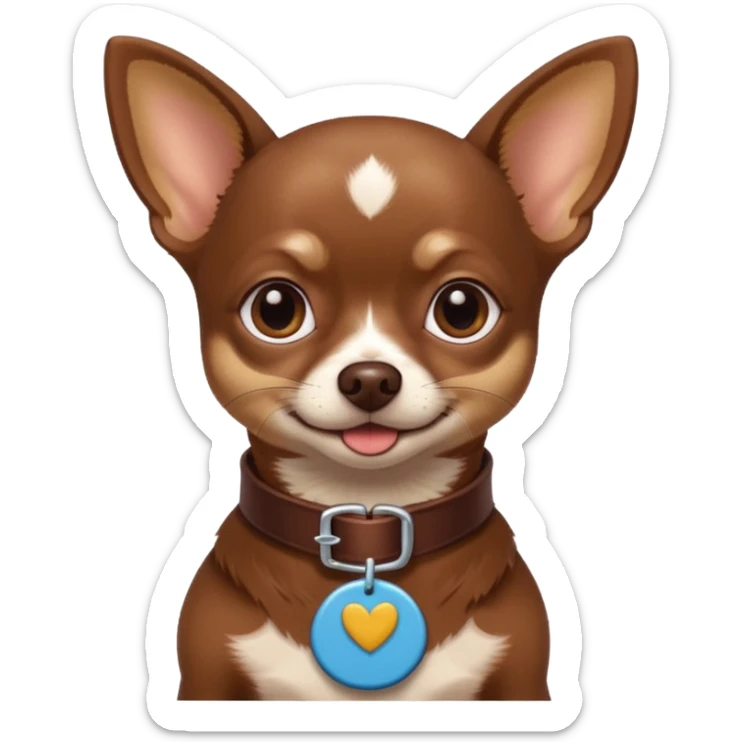 Chihuahua color chocolate, con un collar con su nombre "Charly" sticker