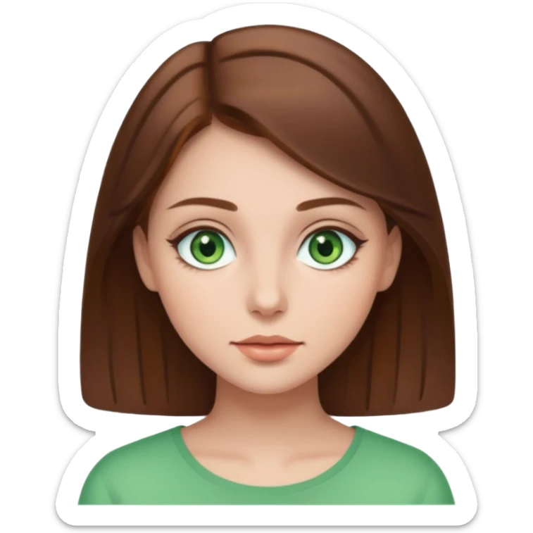 Clean girl whit brown hair and green eyes sticker