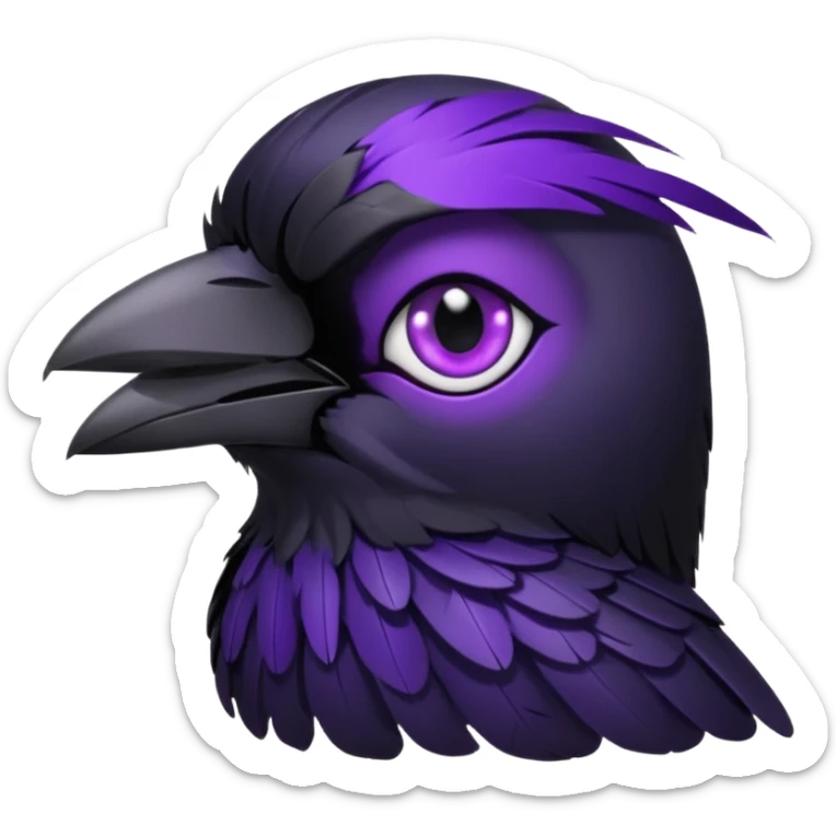 black raven with purple eyes more dark and gothic image and more black i just want the eyes purple sticker