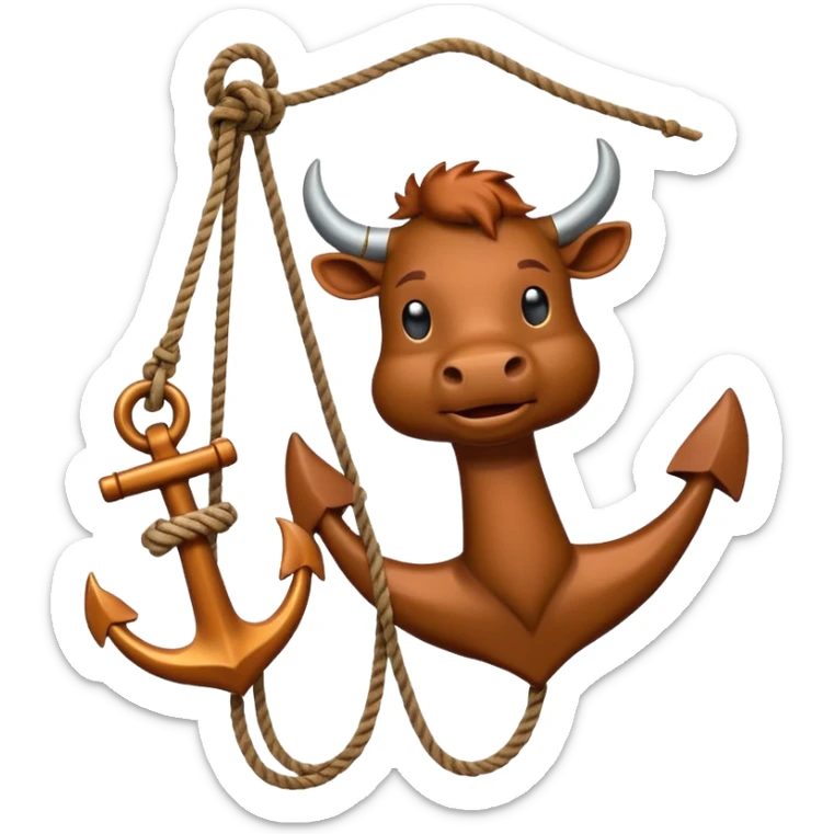 Je veux un emoji encre dans ce style là : ⚓ je veux qu’il représente sentimental par un bœuf : 🪢 sticker