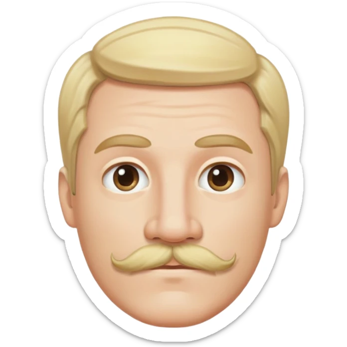 Đàn ông, mặt to, râu mép tóc vàng, cằm dài, mặt đầy đặn sticker