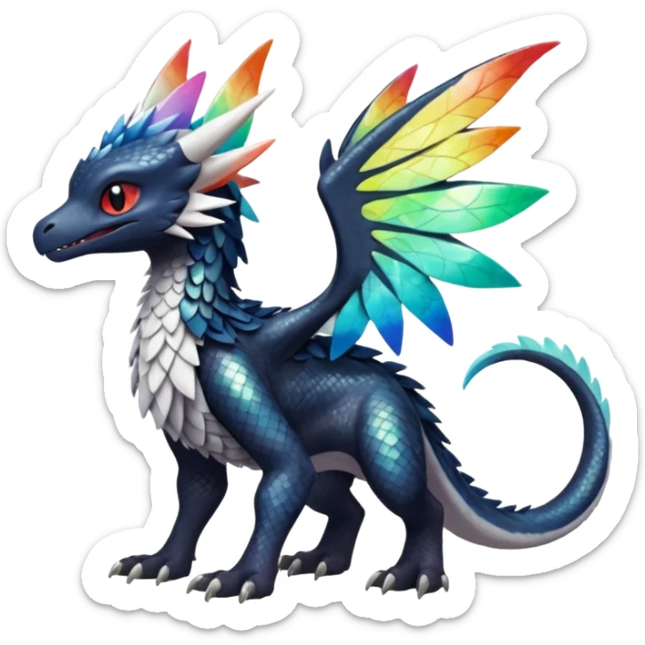 Shiny Colorful Toothless-Trico-Silvally-Fakémon-hybrid-creature (full body)  sticker