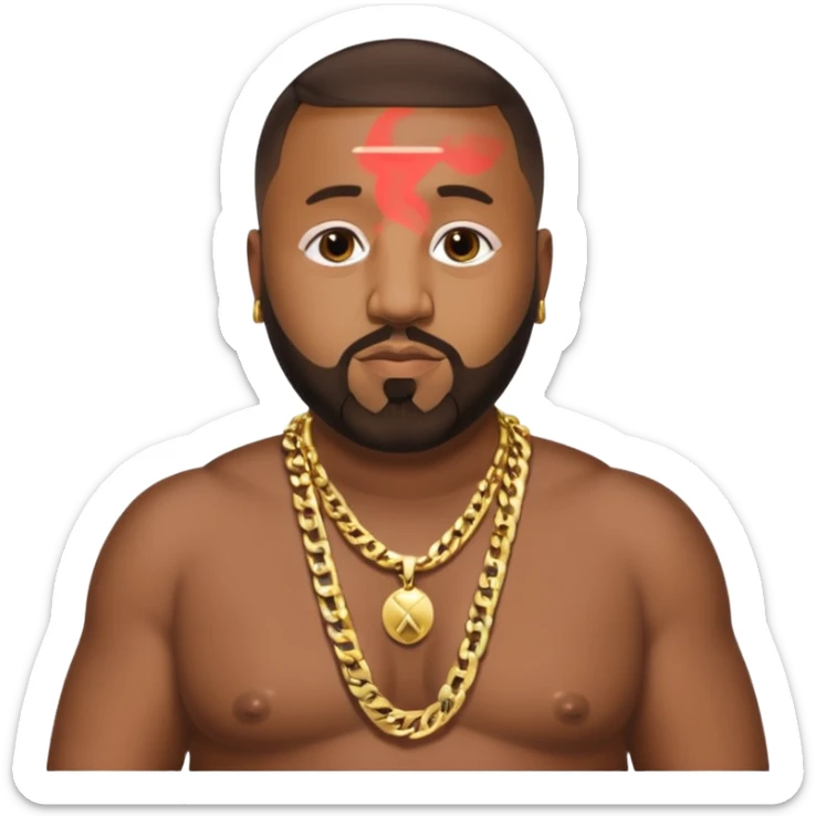 DJ Khaled with dark brown hair, shirtless with necklace sticker
