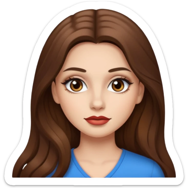 girl with long brown hair standing make up latina white skin tone sticker