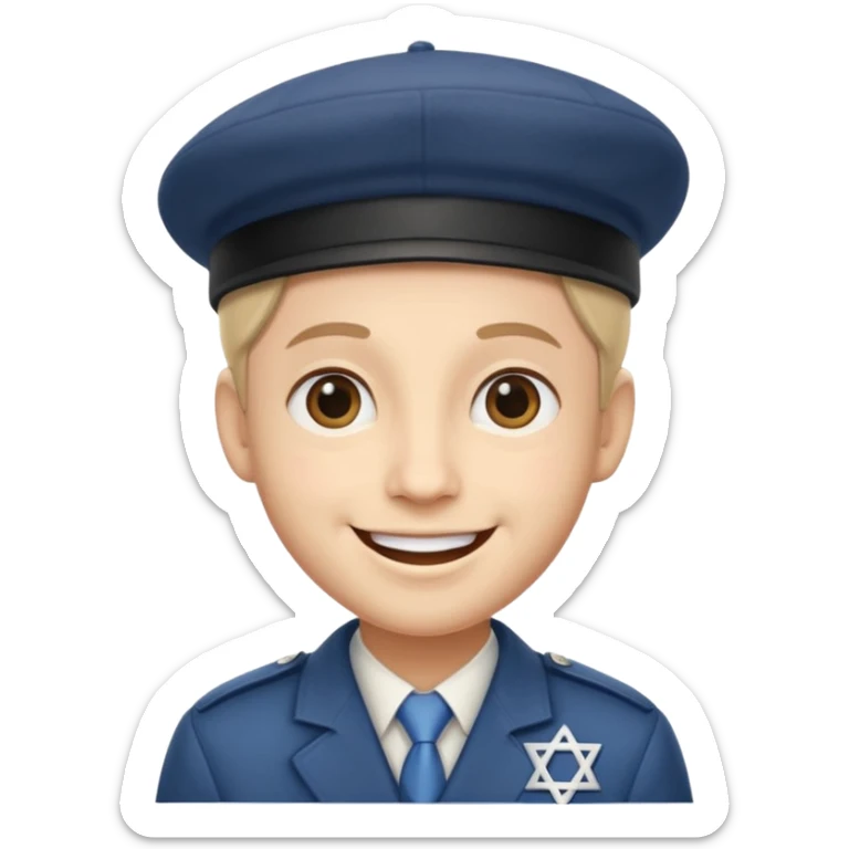 Smile face klasyczny, lecz z pejsami i beretem żydowskim sticker