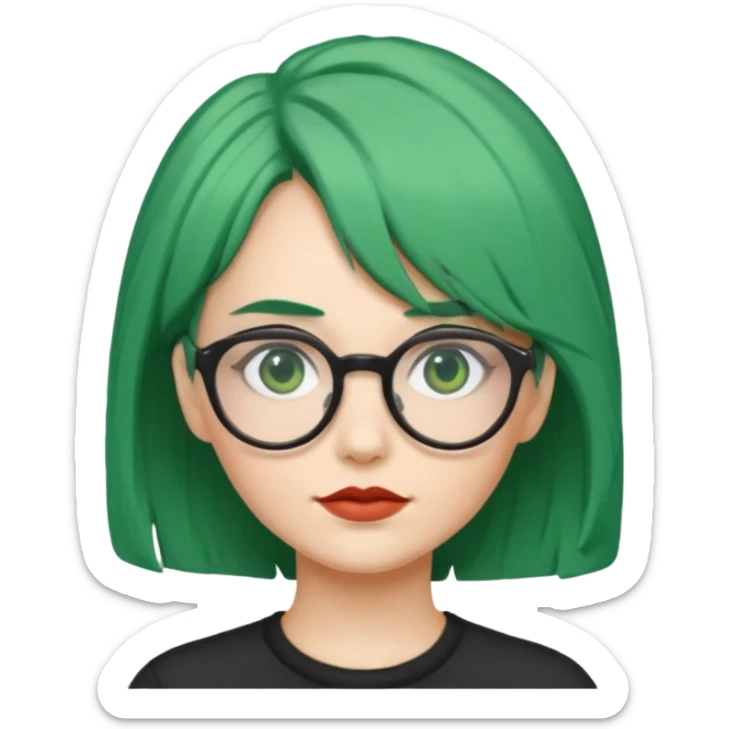 woman with green hair and glasses sticker