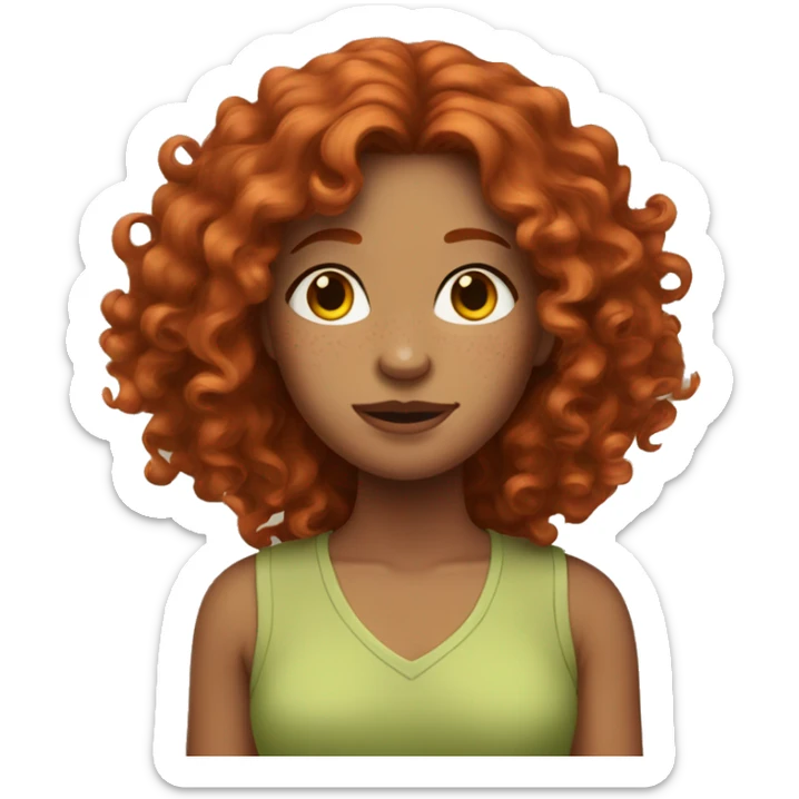 Red-haired woman with curly long hair and freckles sticker