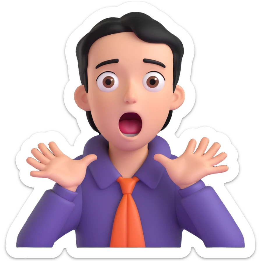 cartoon emoji of a person making a dramatic choking gesture, comical and exaggerated sticker