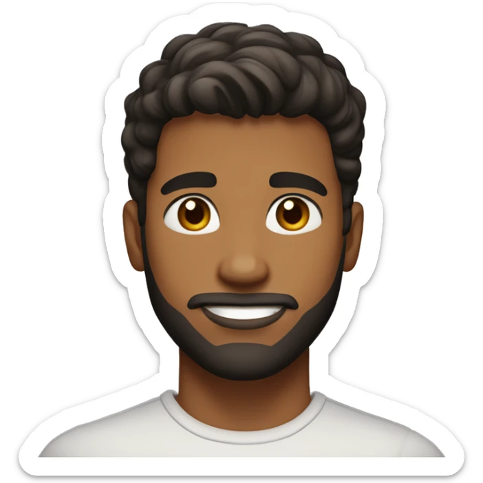 Young man with a warm medium skin tone, thick dark hair with fade on the sides, neatly trimmed beard, and an oval-shaped face.







 sticker