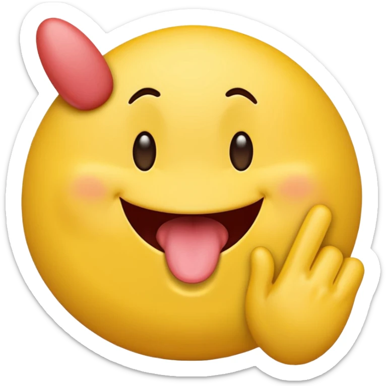 yellow tounge out emoji with pinching hand on the right side sticker