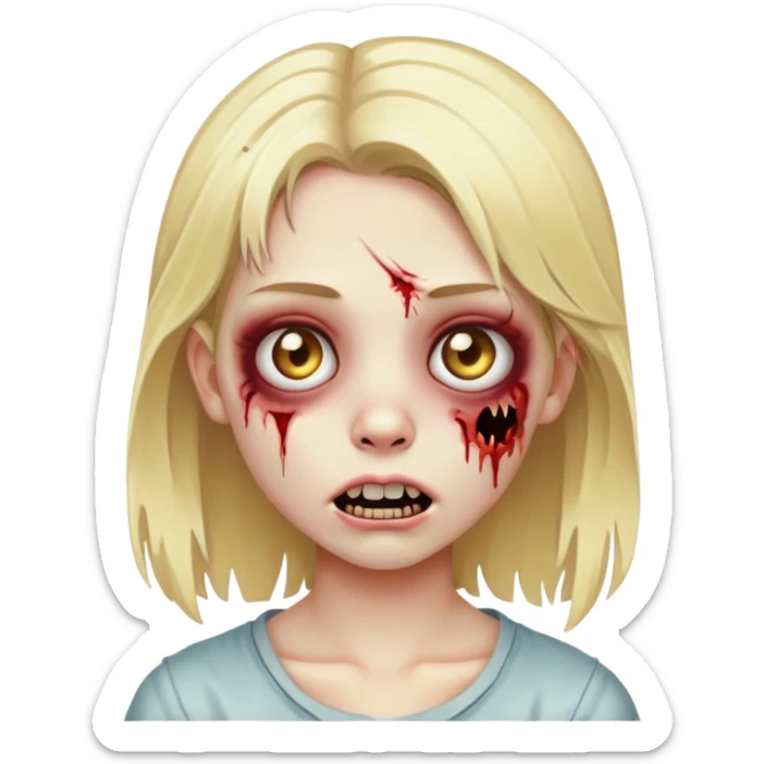blonde zombie teen girl with medium hair blonde  sticker
