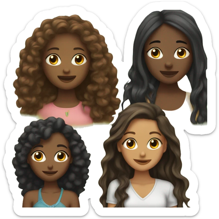 2 black girls and 1 brunette frriends with long hair sticker
