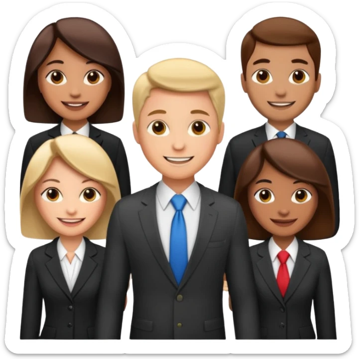 diverse team of B2B sales reps, business attire, group pose emoji sticker