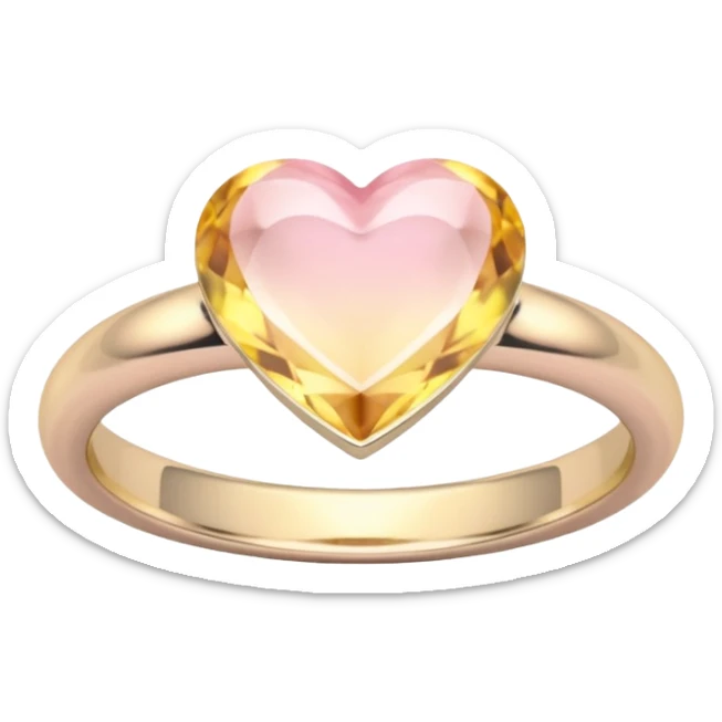 A ring with a small stone heart in soft pink, beige and yellow pastel colors sticker