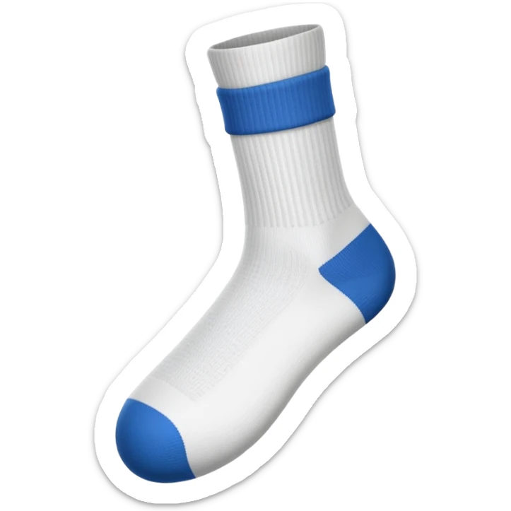a single football sock, pure white, no other colors, simple emoji style sticker