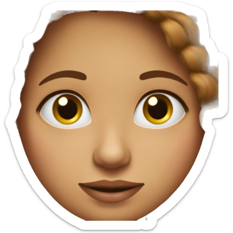 mulher, com o cabelo castanho escuro no ombro, branca, com sardinhas no rosto, cílios e olhos castanho escuro  sticker