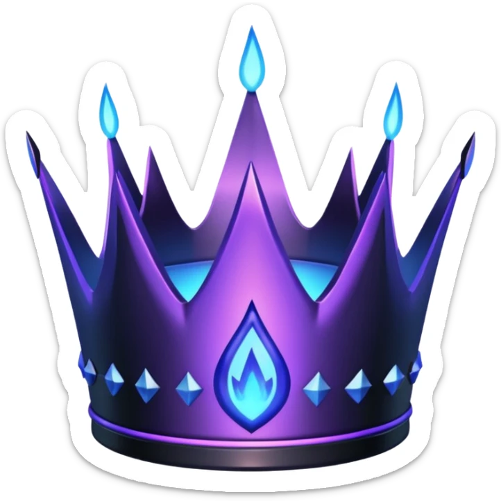 A dark glowing crown with purple neon edges and a small blue flame in the center. Mysterious, powerful, and royal. 👑🔥💜 sticker
