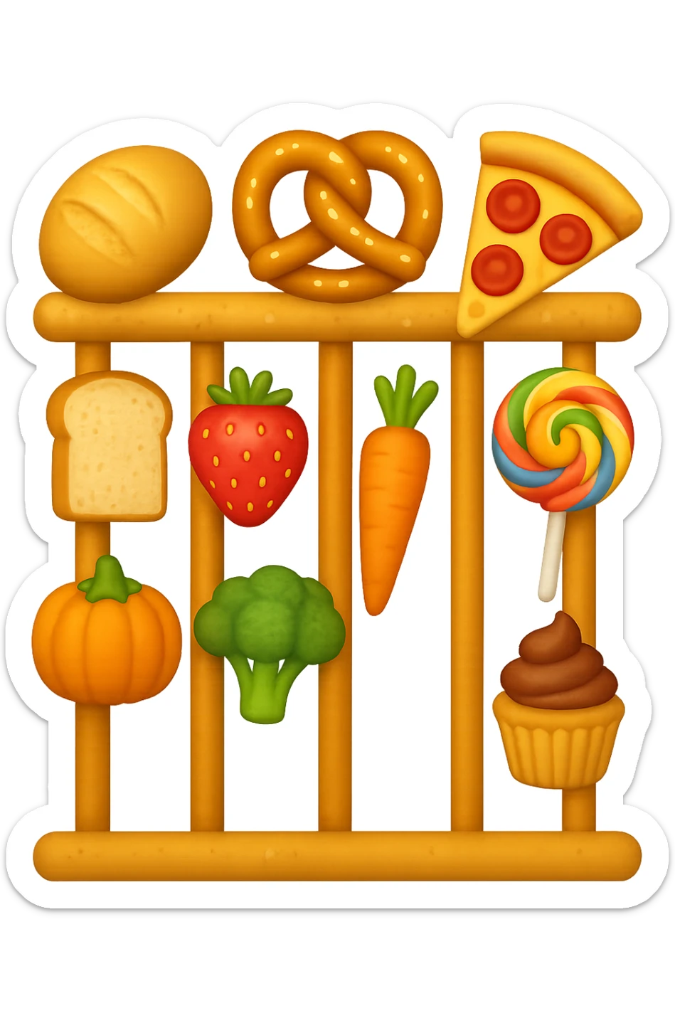 Disturbi alimentari quindi cibo visti come una gabbia stile emoji iphone. sticker