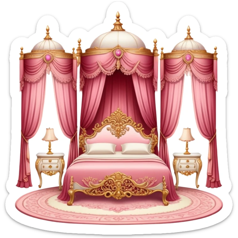 Reddish-pinkish and gold and white romantic vintage aesthetic room sticker